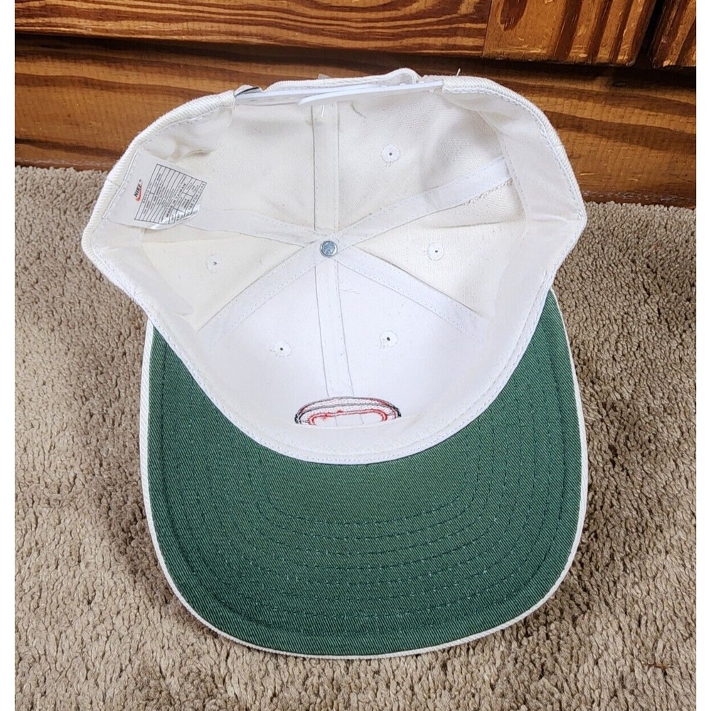 Vintage Nike Snapback Hat Center Swoosh Basketball Logo White 6 Panel 90s - Picture 6 of 8